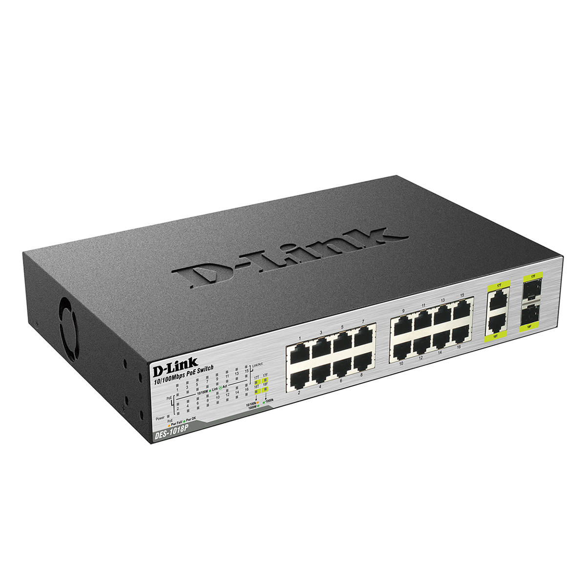 سوئیچ شبکه 18 پورت با 8 پورت PoE دی لینک مدل DES-1018P-2
